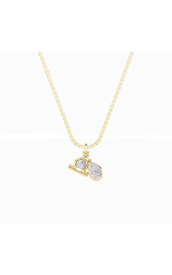 1Cttw Pear Shaped Lab Grown Diamond (F/VS) Zodiac Pendant in 14K Gold