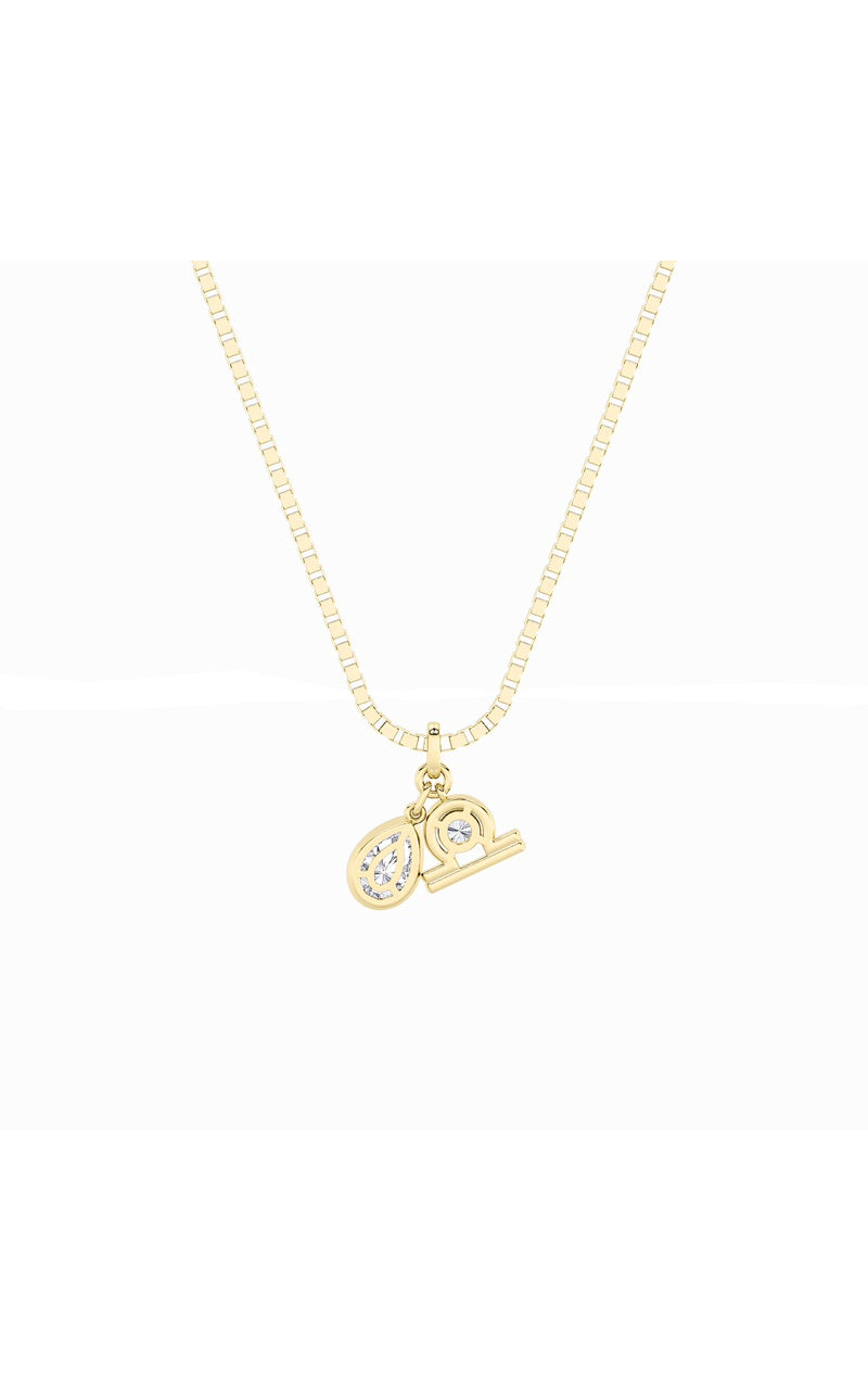 1Cttw Pear Shaped Lab Grown Diamond (F/VS) Zodiac Pendant in 14K Gold