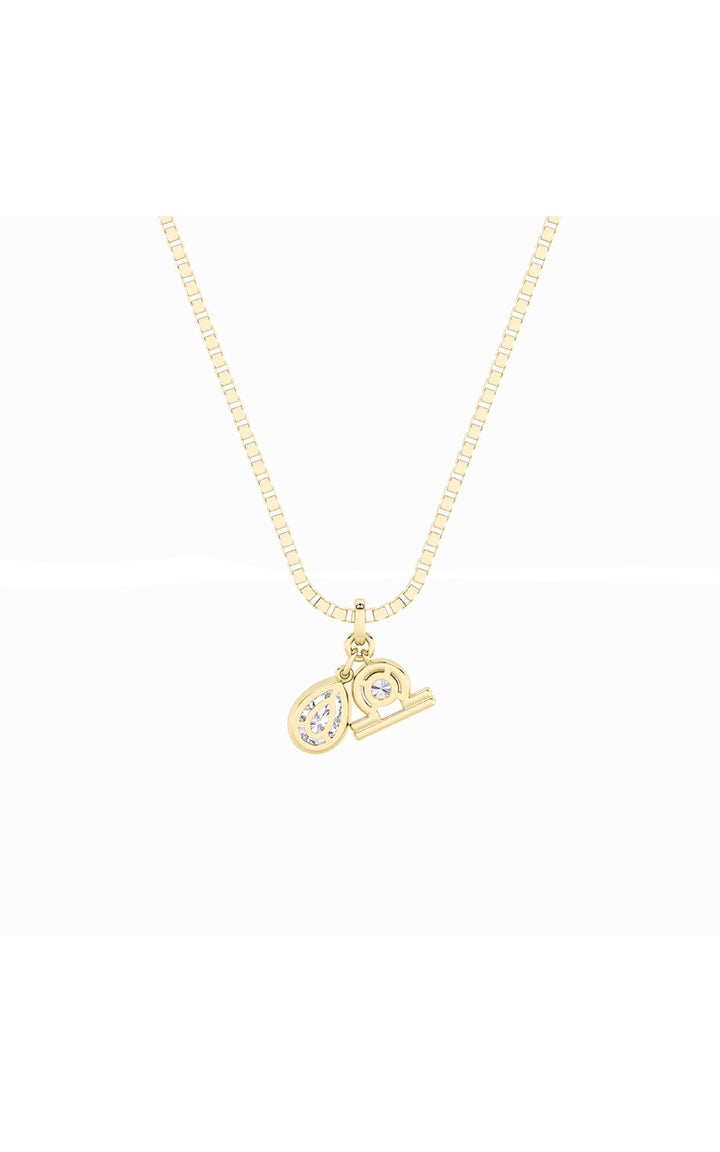 1Cttw Pear Shaped Lab Grown Diamond (F/VS) Zodiac Pendant in 14K Gold