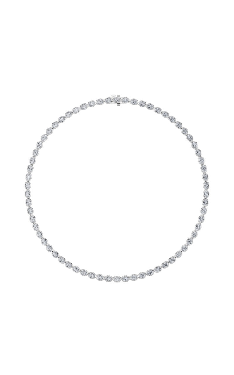 22.25Cttw Oval Shaped Lab Grown Diamond (F/VS) East West Bezel Set Necklace in 14K Gold