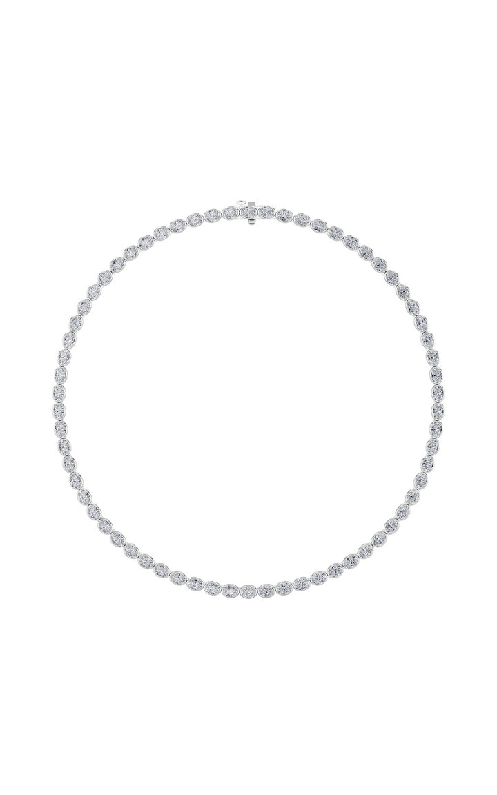 22.25Cttw Oval Shaped Lab Grown Diamond (F/VS) East West Bezel Set Necklace in 14K Gold