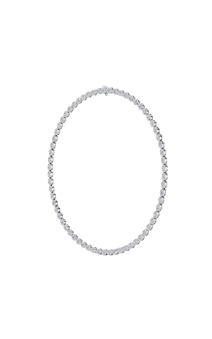 22.25Cttw Oval Shaped Lab Grown Diamond (F/VS) East West Bezel Set Necklace in 14K Gold