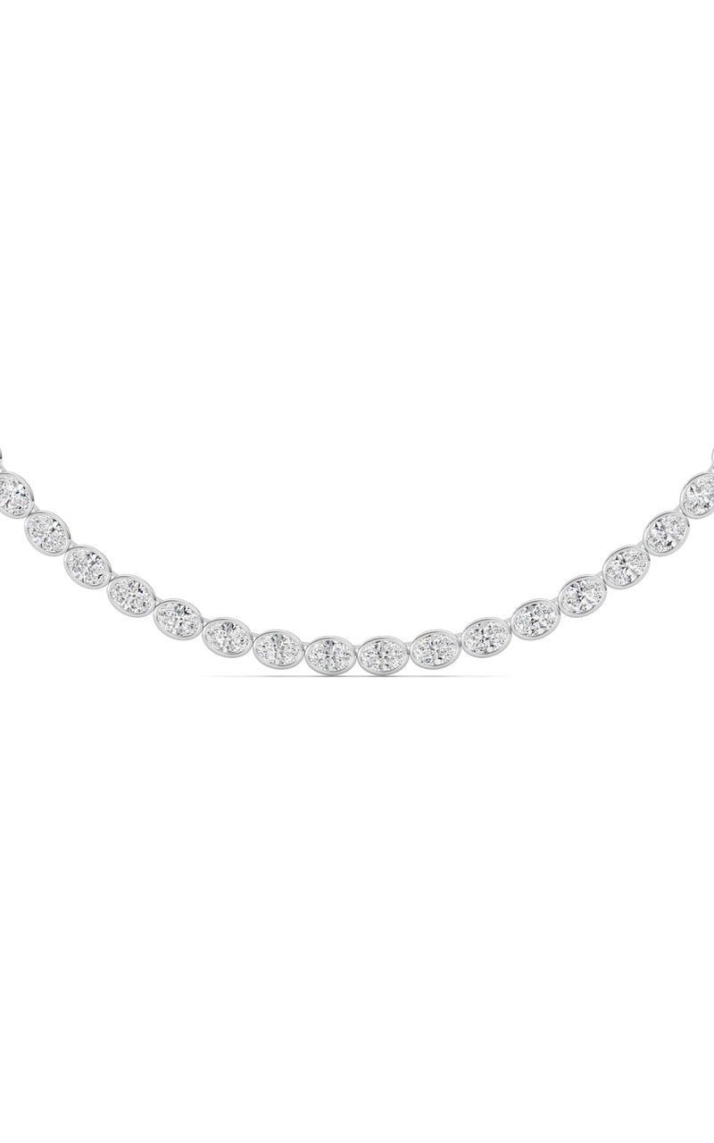 30Cttw Oval Lab Grown Diamond (F/VS ) Bezel Set Necklace in 14K Gold
