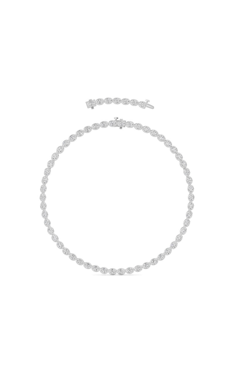 30Cttw Oval Lab Grown Diamond (F/VS ) Bezel Set Necklace in 14K Gold