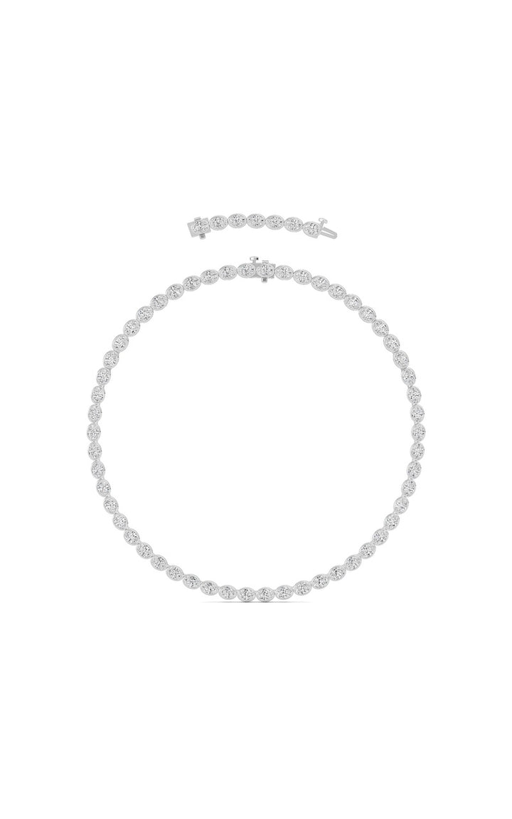 30Cttw Oval Lab Grown Diamond (F/VS ) Bezel Set Necklace in 14K Gold