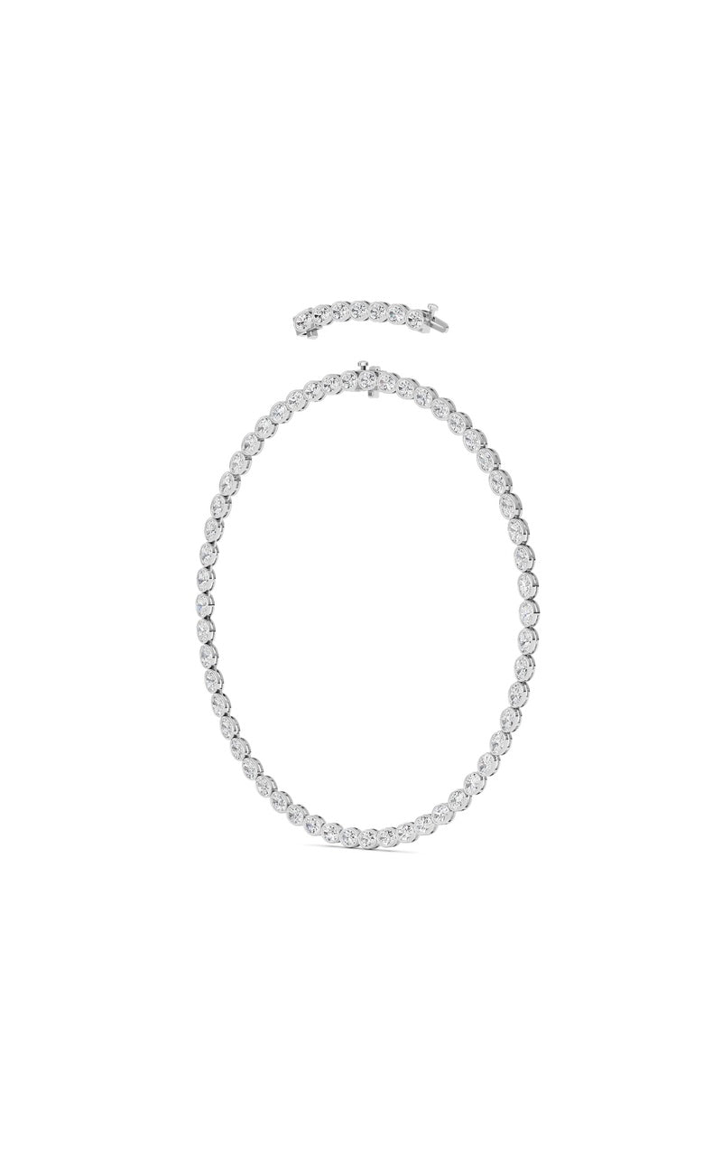30Cttw Oval Lab Grown Diamond (F/VS ) Bezel Set Necklace in 14K Gold