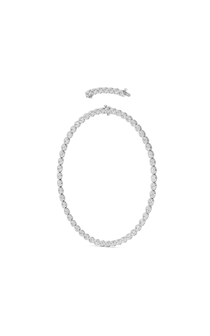 30Cttw Oval Lab Grown Diamond (F/VS ) Bezel Set Necklace in 14K Gold
