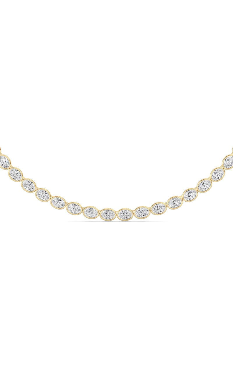 30Cttw Oval Lab Grown Diamond (F/VS ) Bezel Set Necklace in 14K Gold