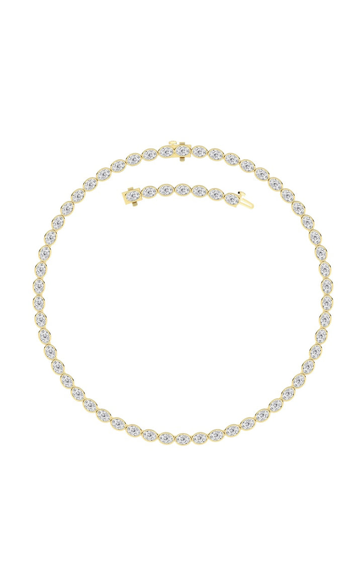 30Cttw Oval Lab Grown Diamond (F/VS ) Bezel Set Necklace in 14K Gold