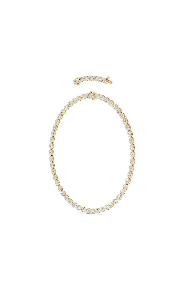 30Cttw Oval Lab Grown Diamond (F/VS ) Bezel Set Necklace in 14K Gold