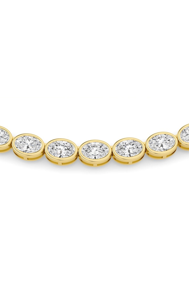 30Cttw Oval Lab Grown Diamond (F/VS ) Bezel Set Necklace in 14K Gold