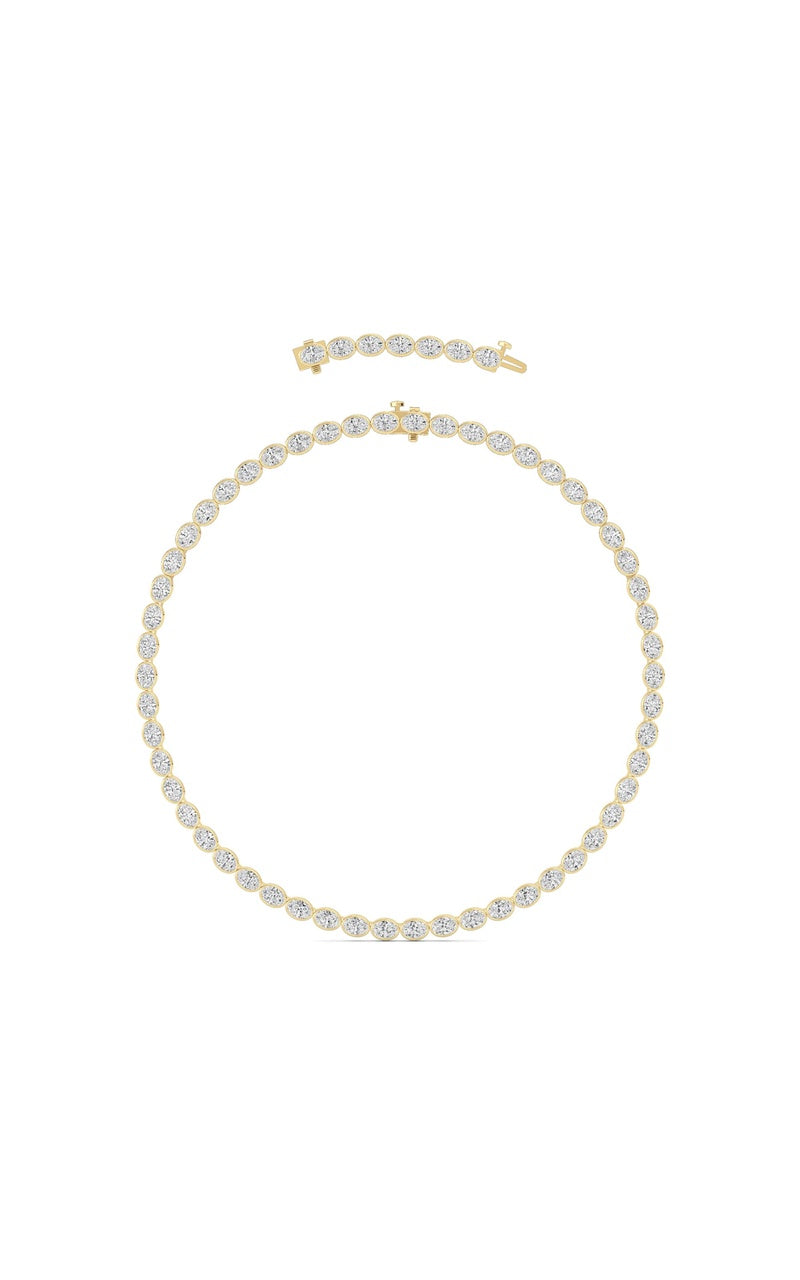 30Cttw Oval Lab Grown Diamond (F/VS ) Bezel Set Necklace in 14K Gold