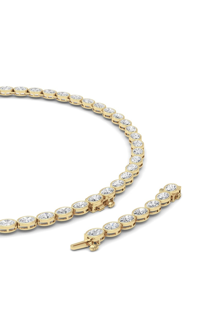 30Cttw Oval Lab Grown Diamond (F/VS ) Bezel Set Necklace in 14K Gold