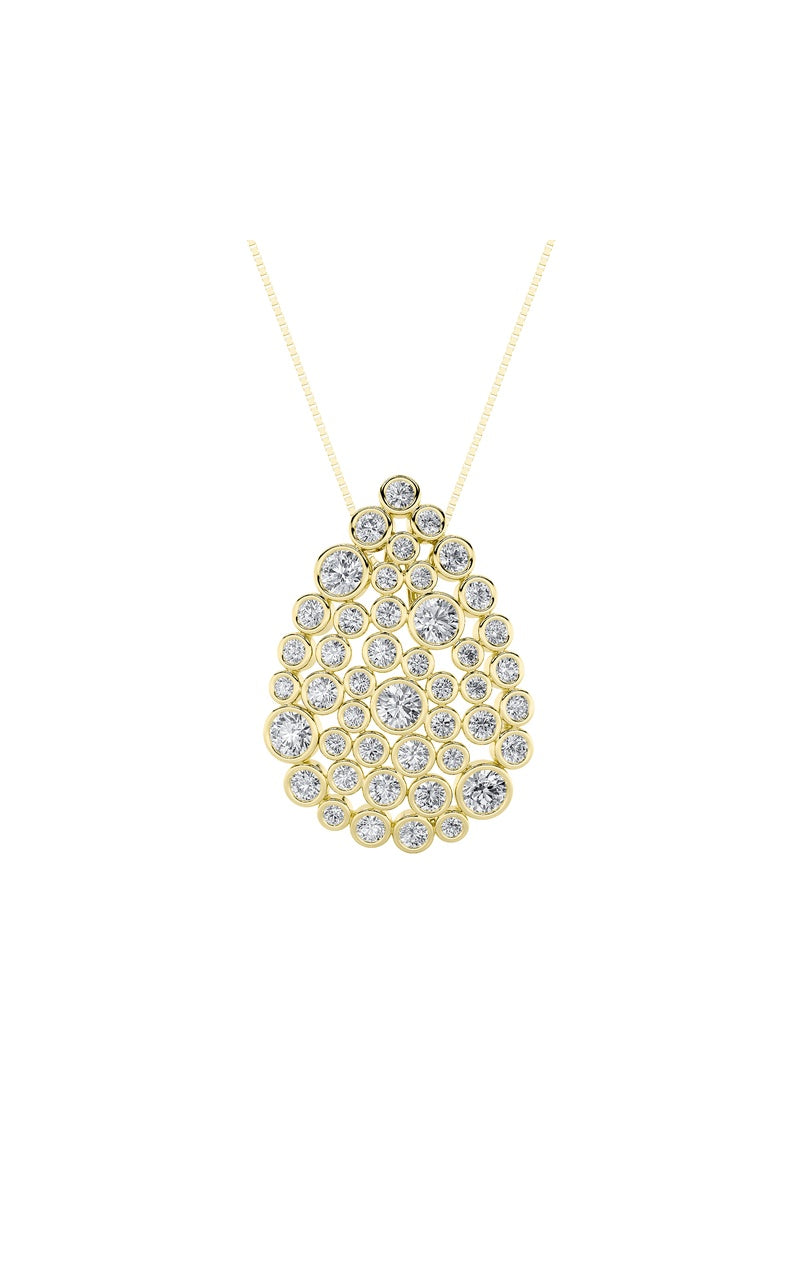 2.5Cttw Round Shaped Lab Grown Diamond (F/VS) Bezel set Bubble Pendant in 14K Gold