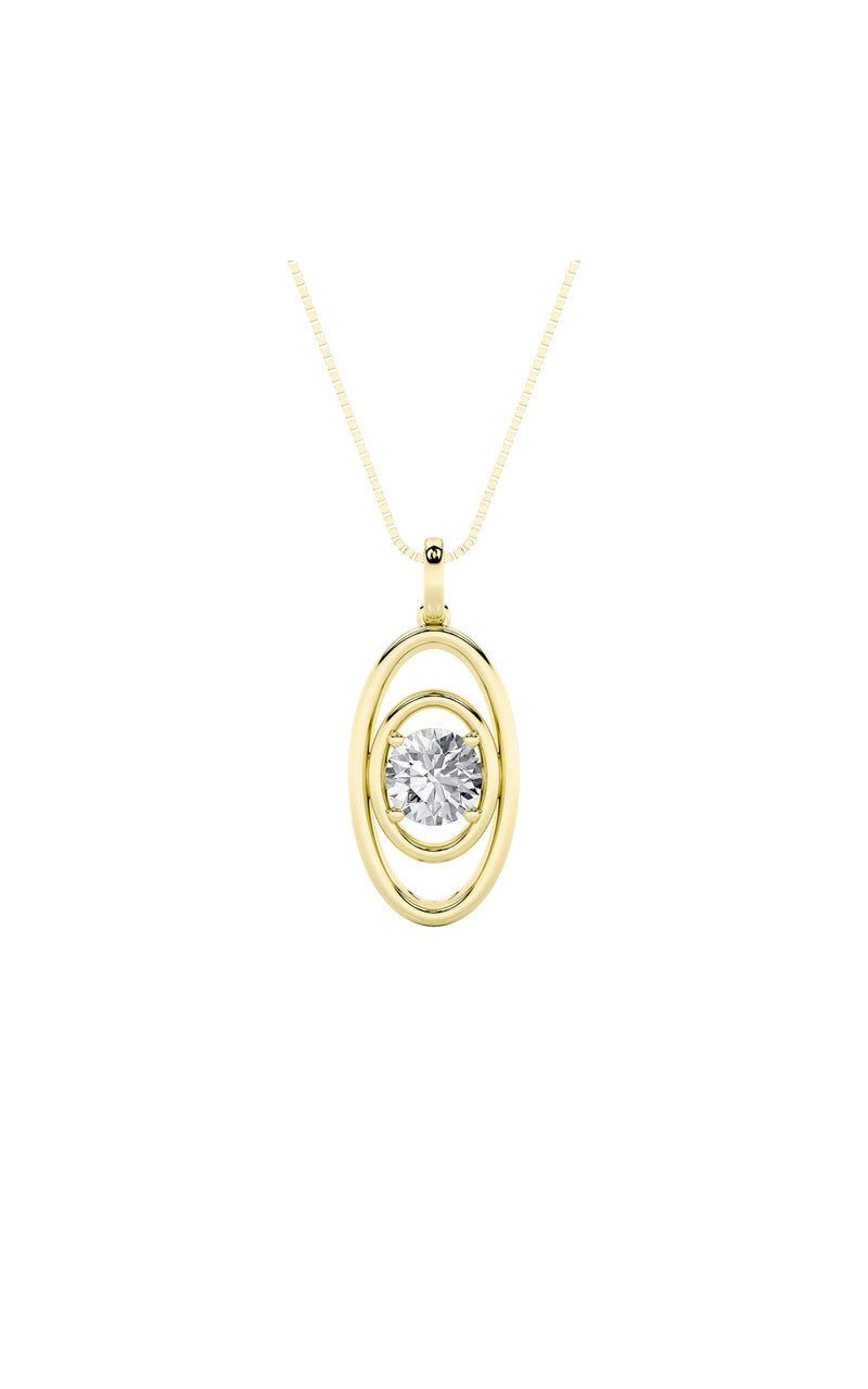 1Cttw Round Shaped Lab Grown Diamond (F/VS) Concentric Fancy Pendant in 14K Gold