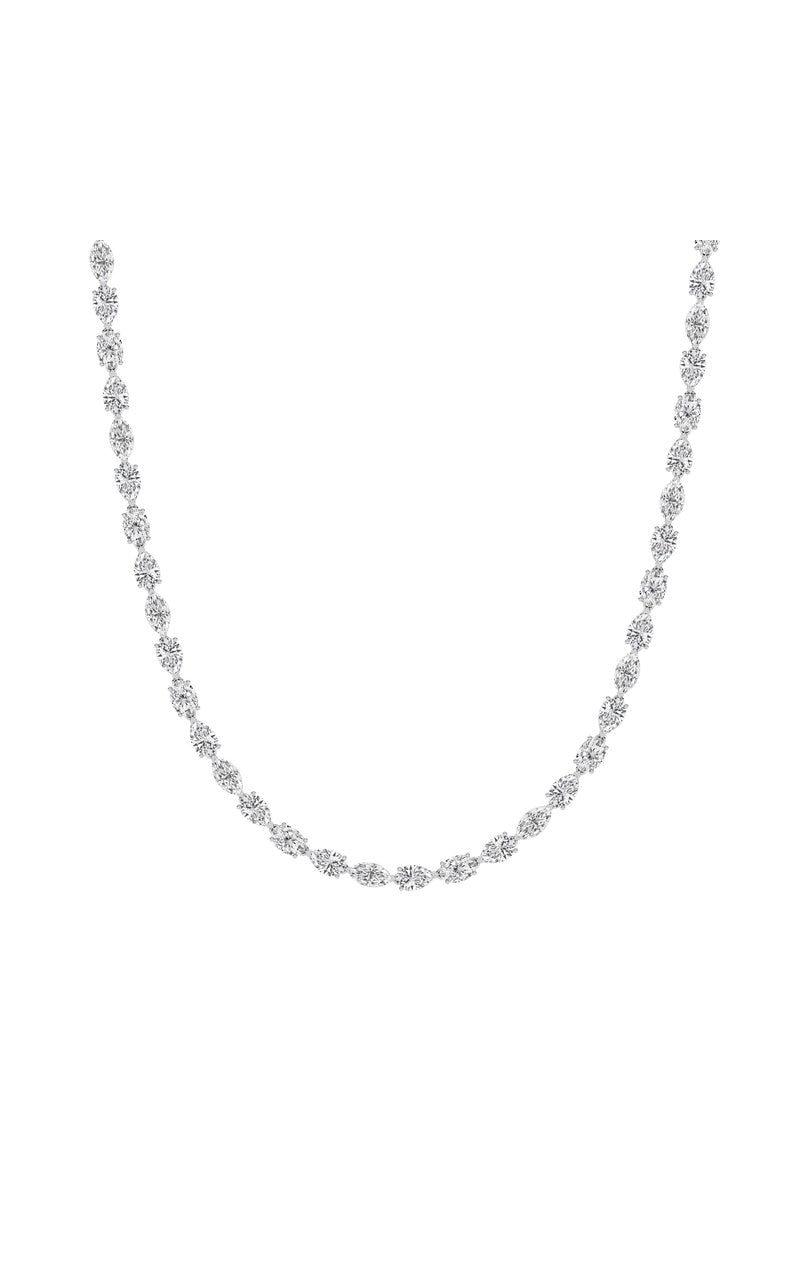 25Cttw Mix Shaped Lab Grown Diamond (F/VS ) Tennis Necklace in 14K Gold