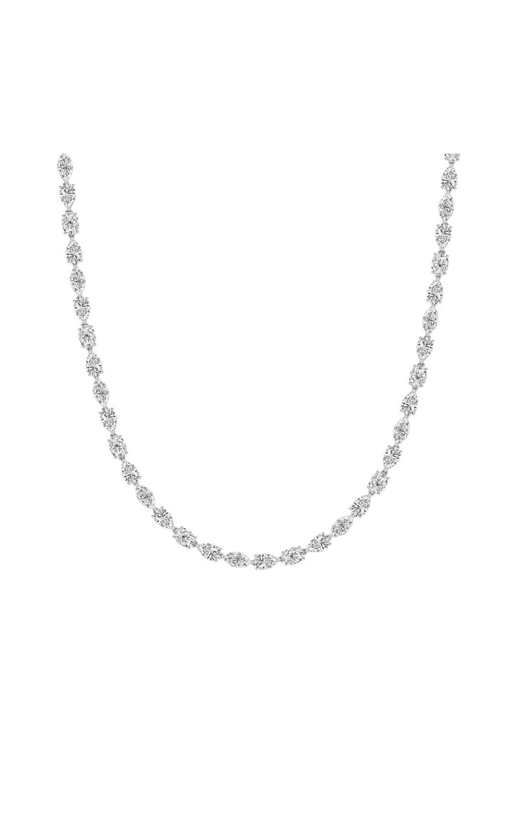 25Cttw Mix Shaped Lab Grown Diamond (F/VS ) Tennis Necklace in 14K Gold
