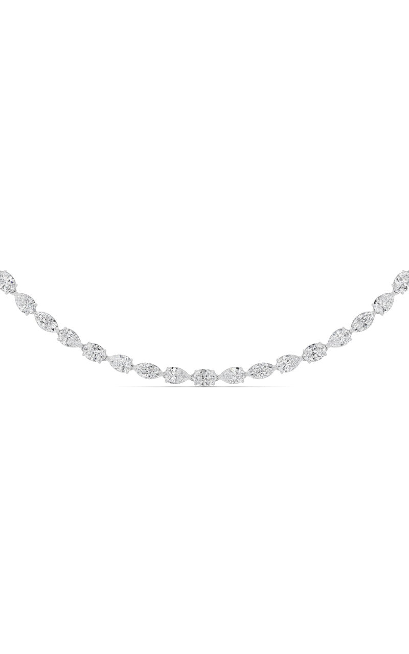 25Cttw Mix Shaped Lab Grown Diamond (F/VS ) Tennis Necklace in 14K Gold