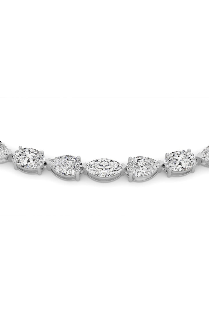 25Cttw Mix Shaped Lab Grown Diamond (F/VS ) Tennis Necklace in 14K Gold