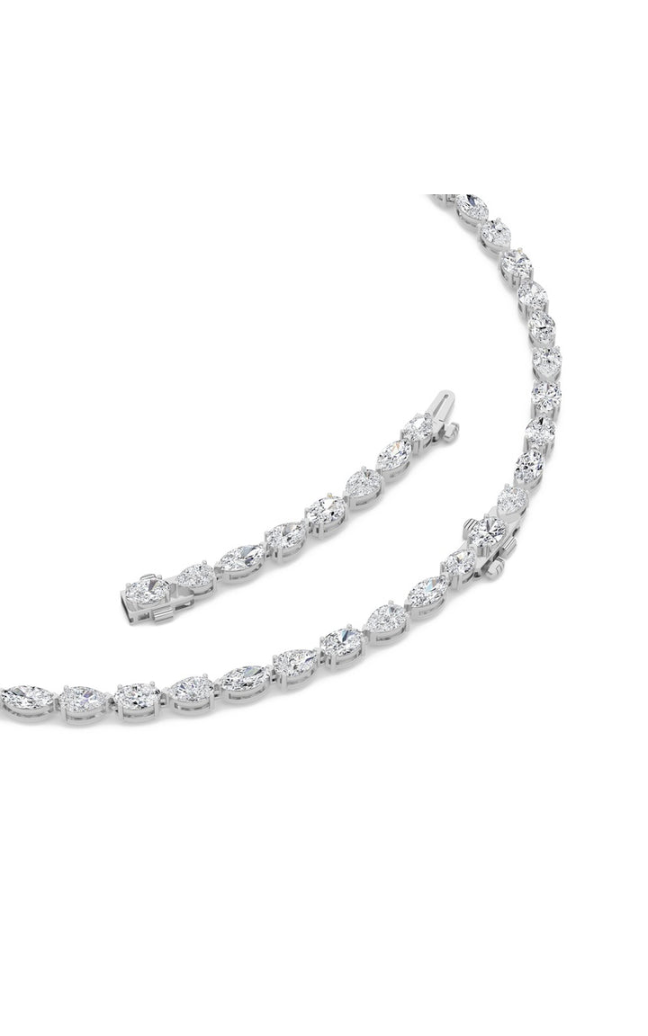 25Cttw Mix Shaped Lab Grown Diamond (F/VS ) Tennis Necklace in 14K Gold