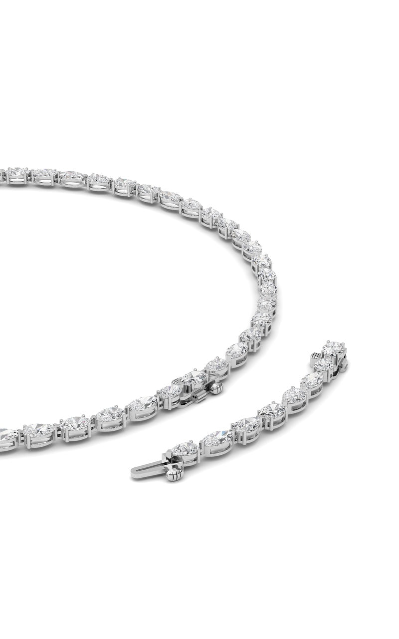 25Cttw Mix Shaped Lab Grown Diamond (F/VS ) Tennis Necklace in 14K Gold