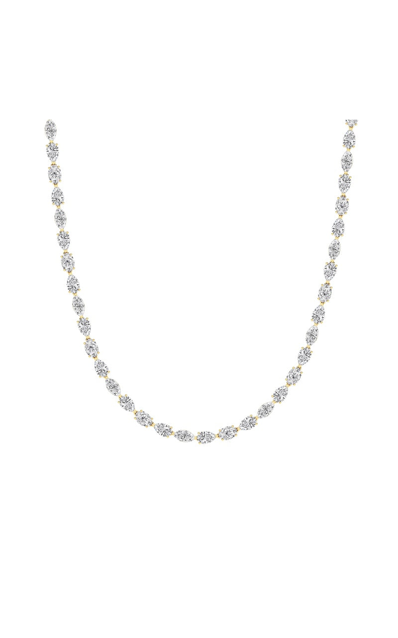 25Cttw Mix Shaped Lab Grown Diamond (F/VS ) Tennis Necklace in 14K Gold