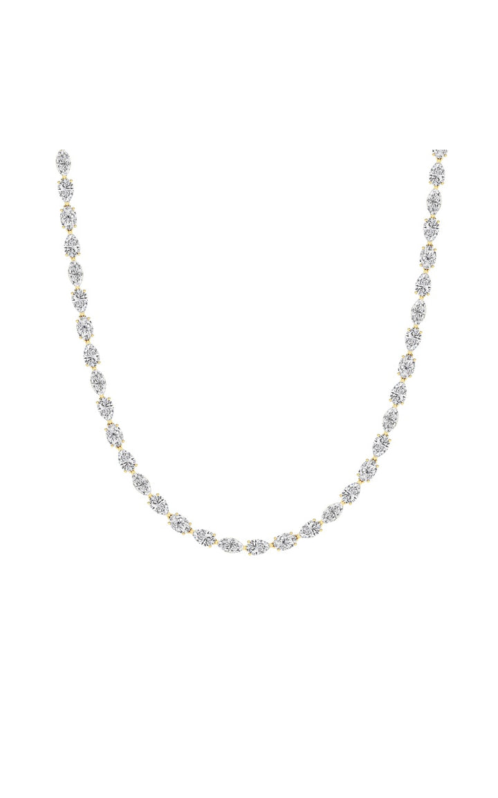 25Cttw Mix Shaped Lab Grown Diamond (F/VS ) Tennis Necklace in 14K Gold