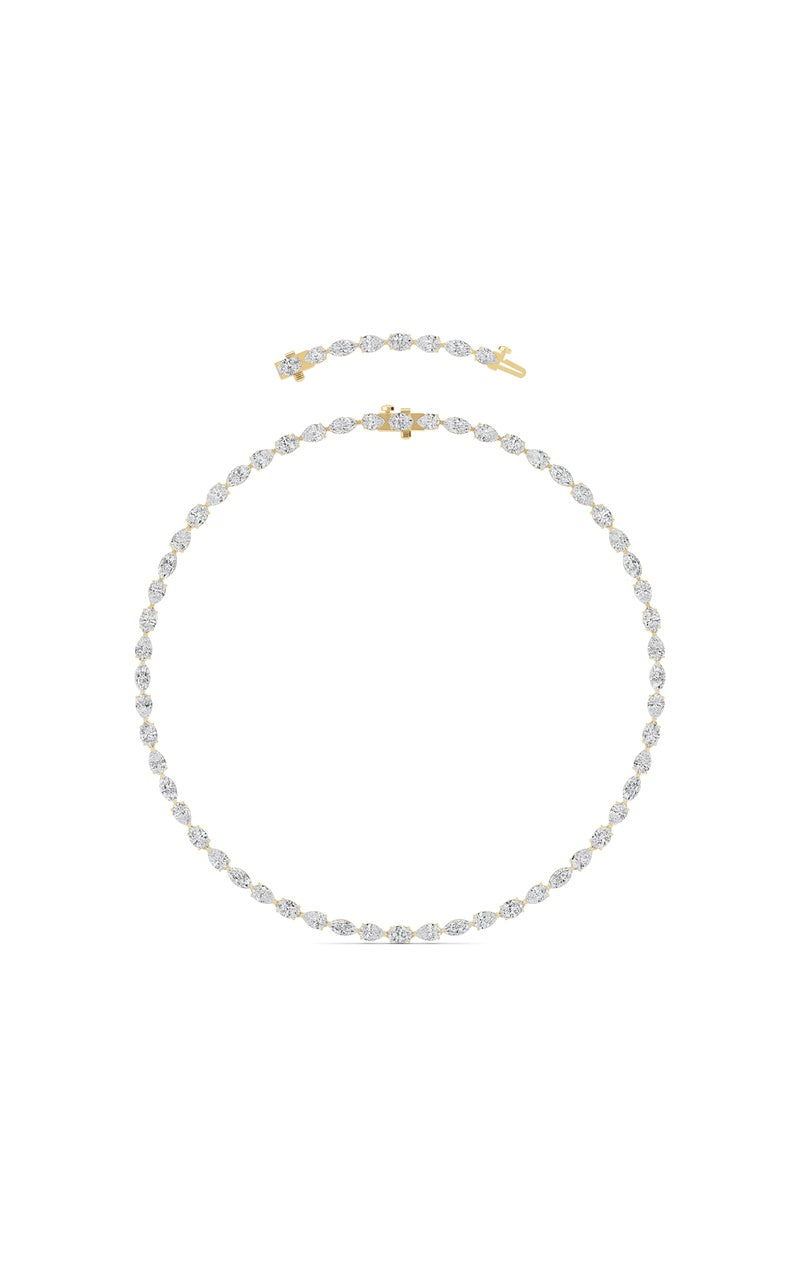 25Cttw Mix Shaped Lab Grown Diamond (F/VS ) Tennis Necklace in 14K Gold