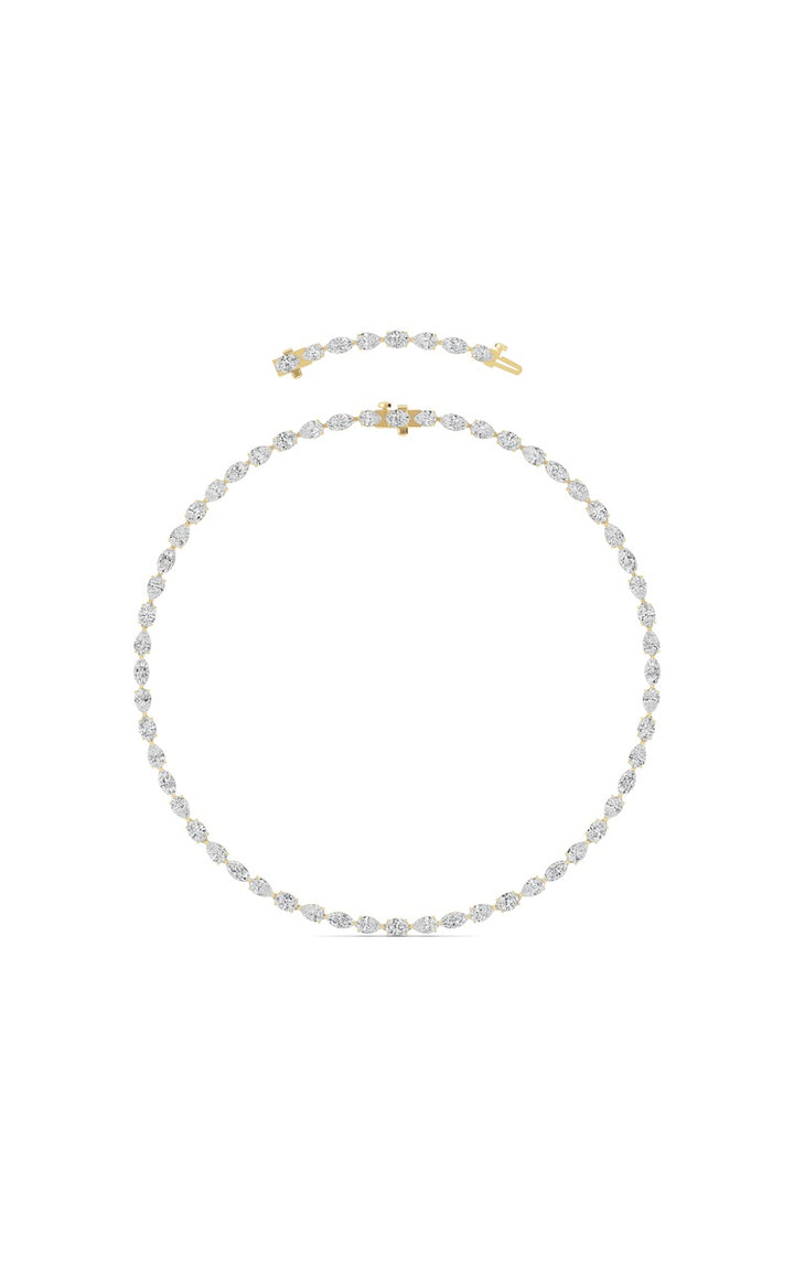 25Cttw Mix Shaped Lab Grown Diamond (F/VS ) Tennis Necklace in 14K Gold