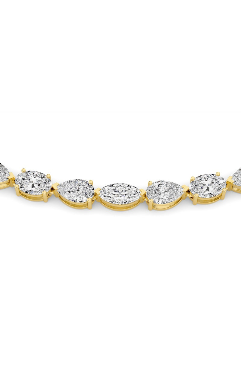 25Cttw Mix Shaped Lab Grown Diamond (F/VS ) Tennis Necklace in 14K Gold