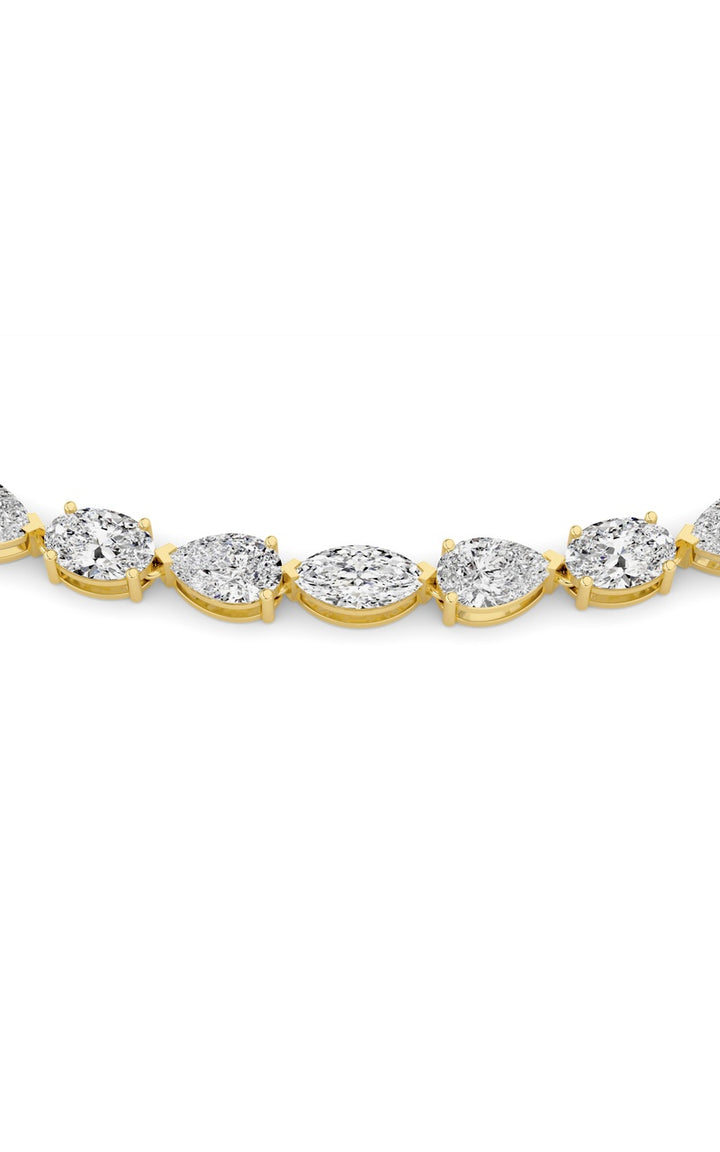 25Cttw Mix Shaped Lab Grown Diamond (F/VS ) Tennis Necklace in 14K Gold