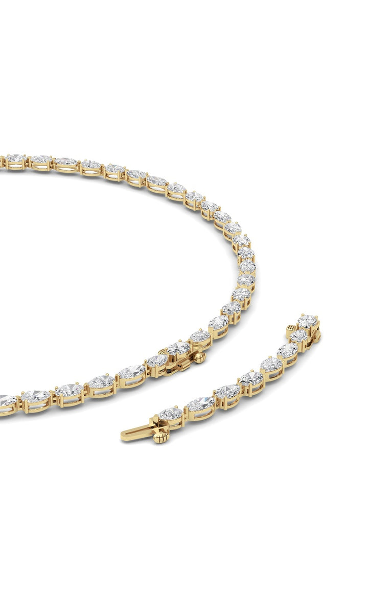 25Cttw Mix Shaped Lab Grown Diamond (F/VS ) Tennis Necklace in 14K Gold