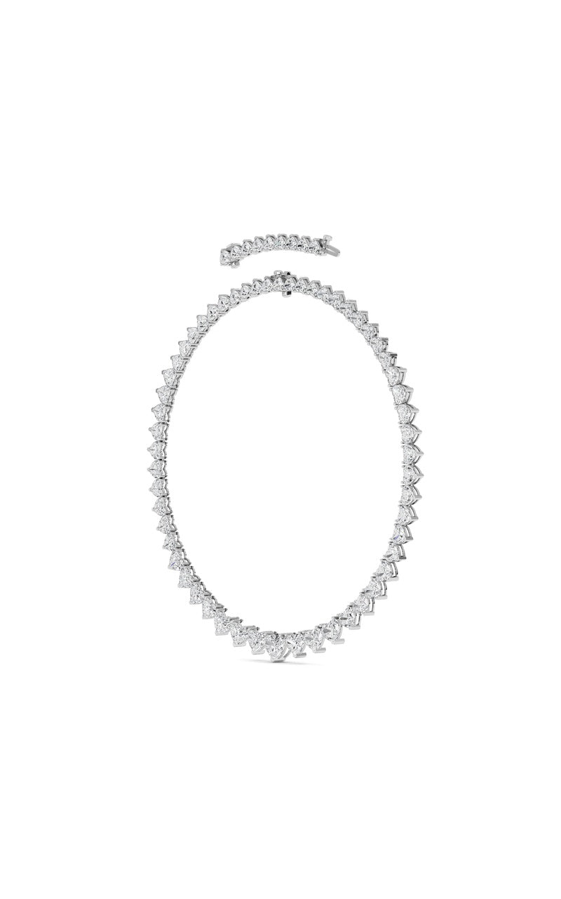 65Cttw Heart Shaped Lab Grown Diamond (F/VS ) Tennis Necklace in 14K Gold