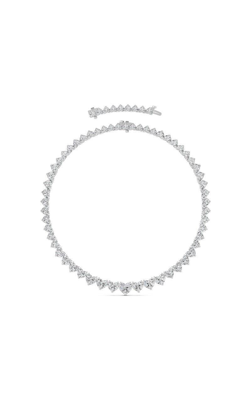65Cttw Heart Shaped Lab Grown Diamond (F/VS ) Tennis Necklace in 14K Gold