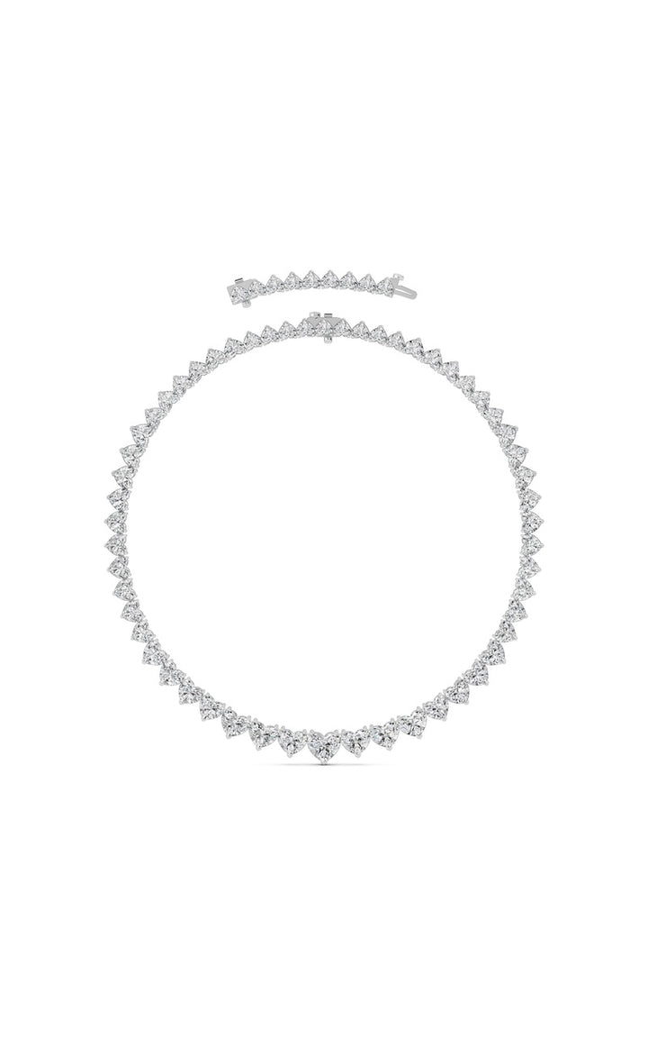 65Cttw Heart Shaped Lab Grown Diamond (F/VS ) Tennis Necklace in 14K Gold