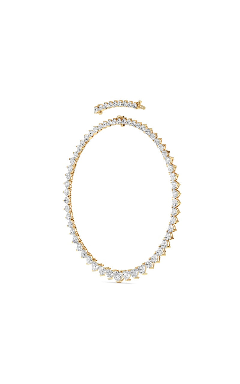 65Cttw Heart Shaped Lab Grown Diamond (F/VS ) Tennis Necklace in 14K Gold