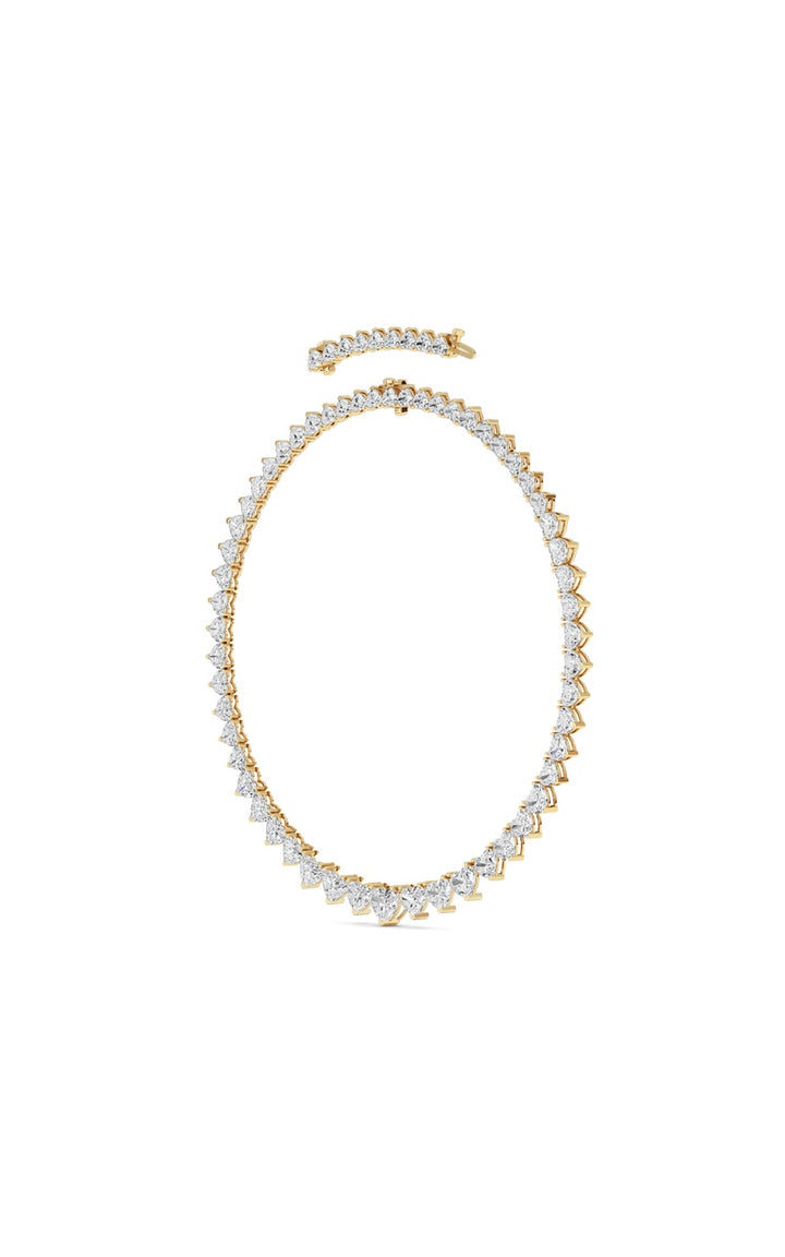 65Cttw Heart Shaped Lab Grown Diamond (F/VS ) Tennis Necklace in 14K Gold