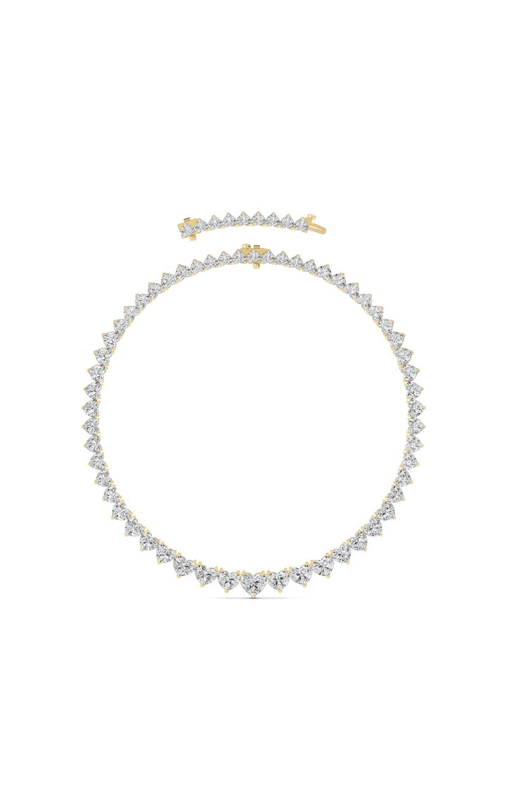 65Cttw Heart Shaped Lab Grown Diamond (F/VS ) Tennis Necklace in 14K Gold