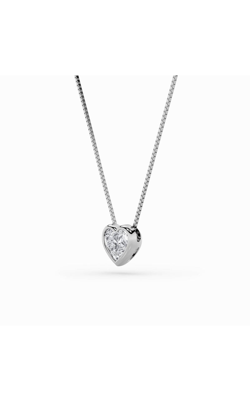 1Cttw Heart Shaped Lab Grown Diamond (F/VS) Bezel Set Solitaire Pendant in 14K Gold