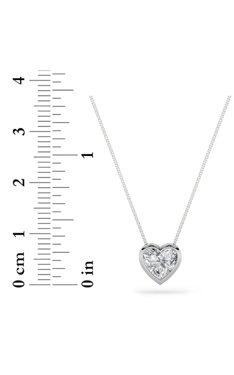 1Cttw Heart Shaped Lab Grown Diamond (F/VS) Bezel Set Solitaire Pendant in 14K Gold