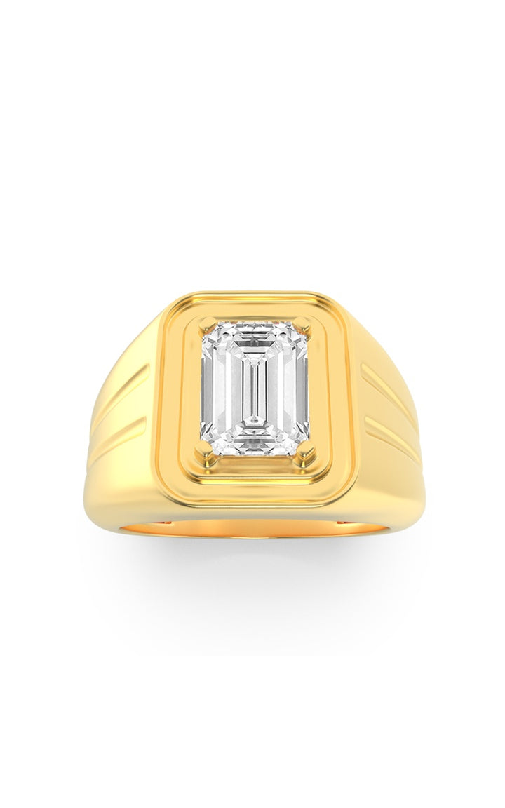 2Cttw Emerald Shaped Lab Grown Diamond (F/VS) Mens Ring in 14K White Gold
