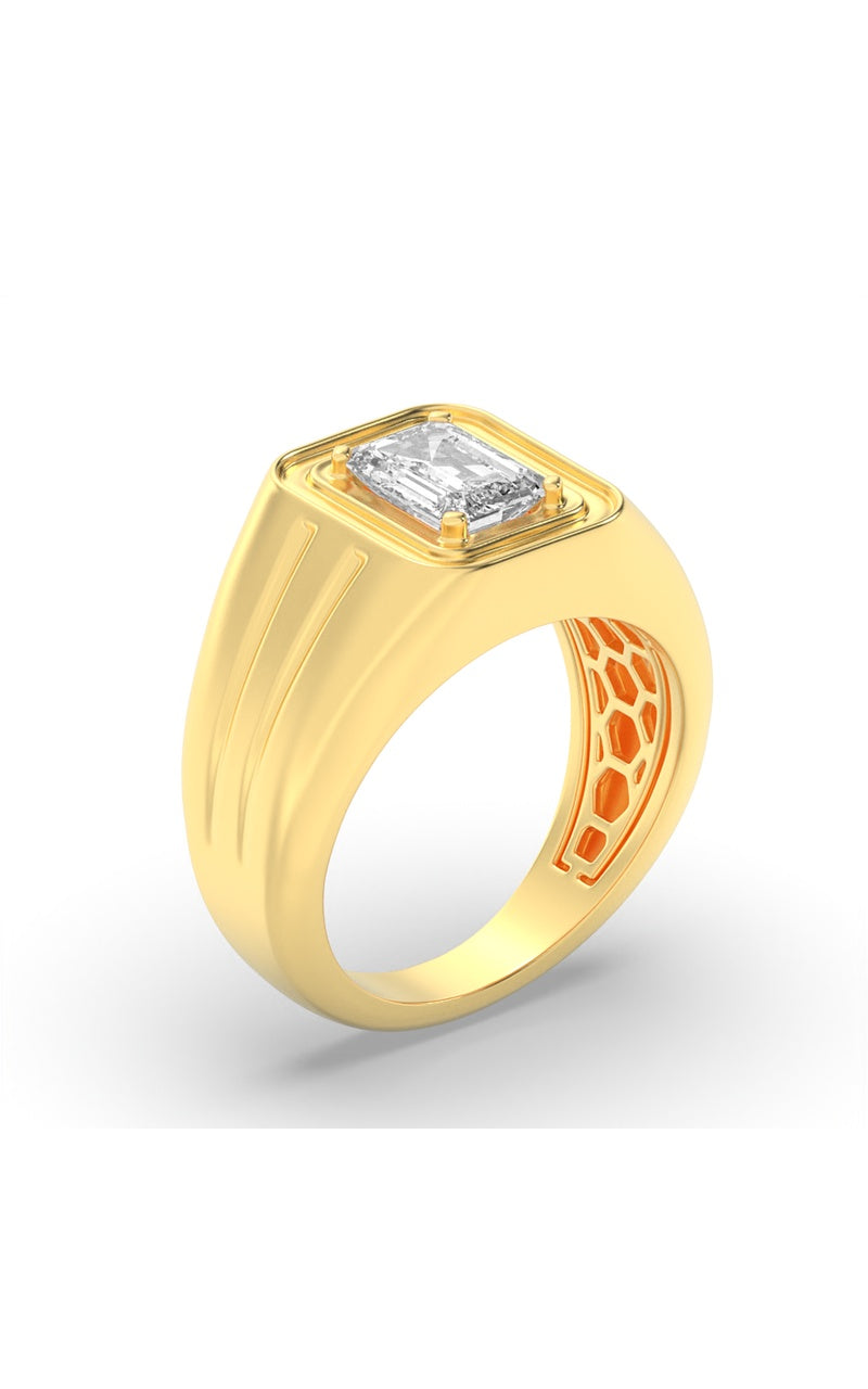 2Cttw Emerald Shaped Lab Grown Diamond (F/VS) Mens Ring in 14K White Gold