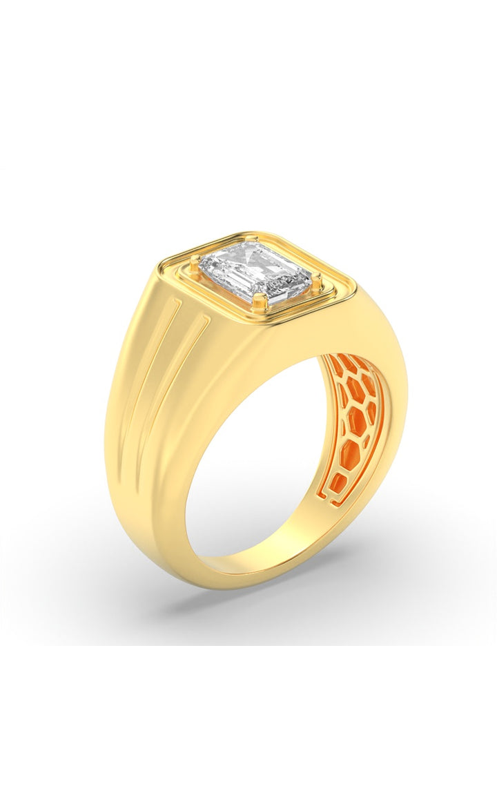 2Cttw Emerald Shaped Lab Grown Diamond (F/VS) Mens Ring in 14K White Gold