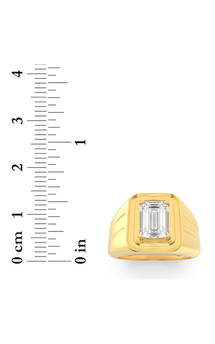 2Cttw Emerald Shaped Lab Grown Diamond (F/VS) Mens Ring in 14K White Gold
