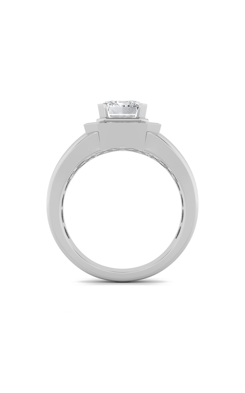 3Cttw Emerald Shaped Lab Grown Diamond (F/VS) Mens Ring in 14K Gold