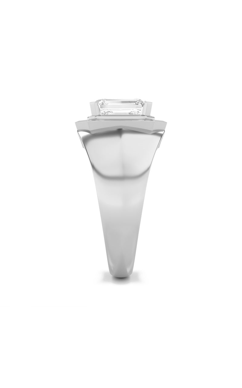 3Cttw Emerald Shaped Lab Grown Diamond (F/VS) Mens Ring in 14K Gold
