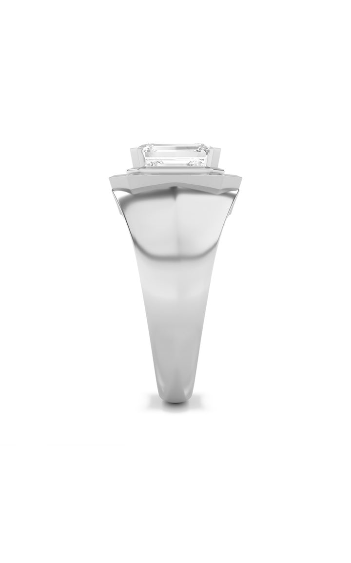 3Cttw Emerald Shaped Lab Grown Diamond (F/VS) Mens Ring in 14K Gold