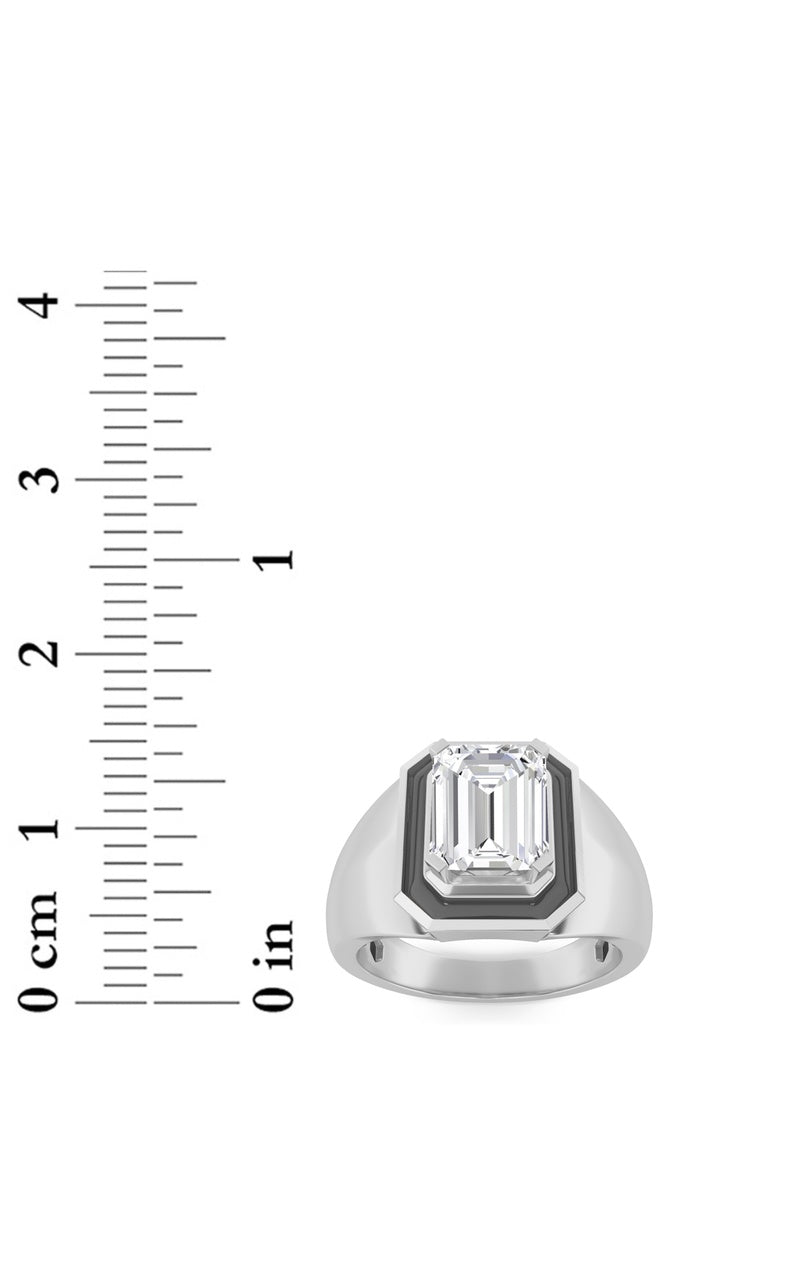 3Cttw Emerald Shaped Lab Grown Diamond (F/VS) Mens Ring in 14K Gold