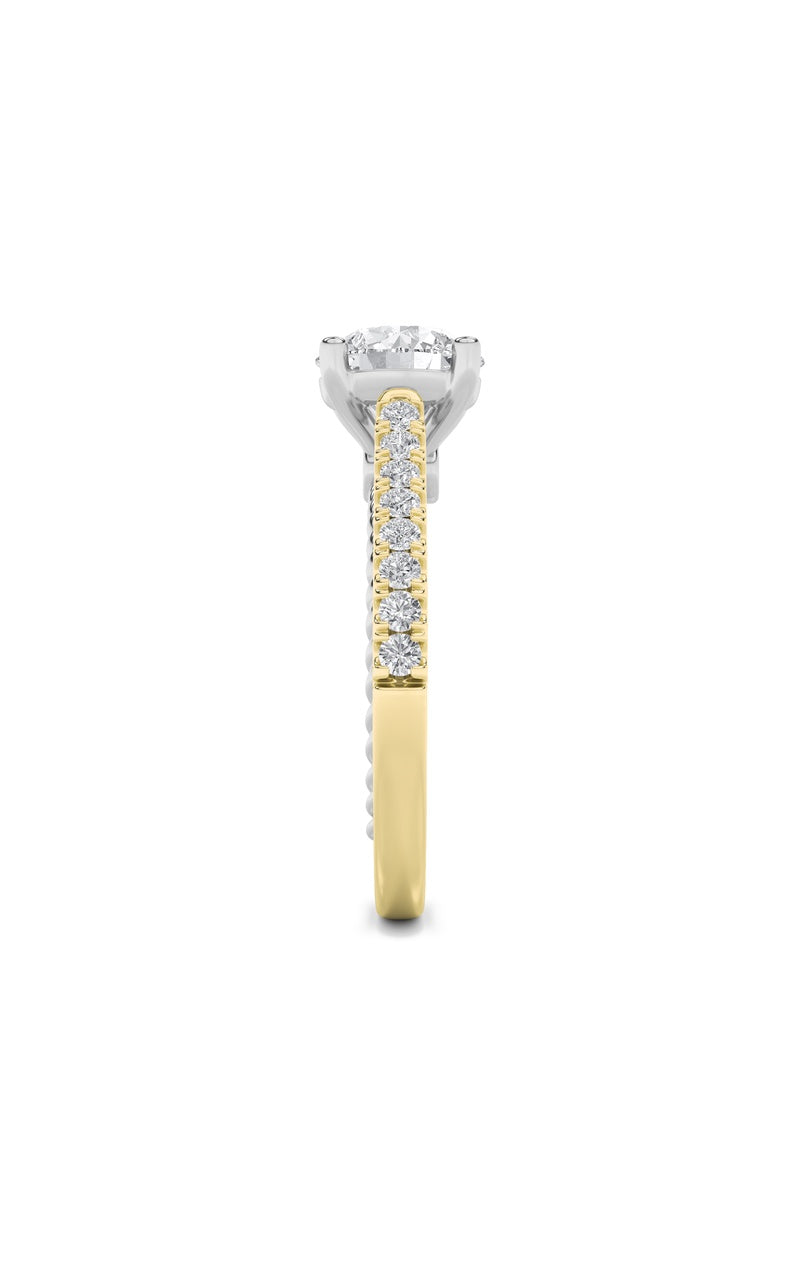 2Cttw Round Shaped Lab Grown Diamond (F/VS) Two Tone Accented Rope Design Engagement Ring in 14K Gold