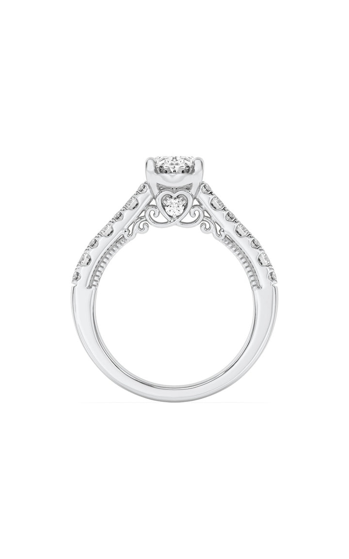 2CTW Oval Shaped Lab Grown Diamond (F/VS) Accented Milgrain Engagement Ring in 14K Gold